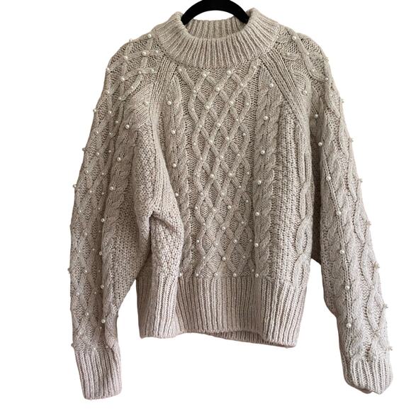 H&M Wool Blend Pearl Mock Neck Sweater Size Medium - Picture 1 of 6